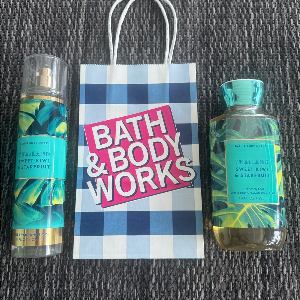 Bath & Body Works Thailand Sweet Kiwi & Starfruit Set with Gift Bag NWT NEW